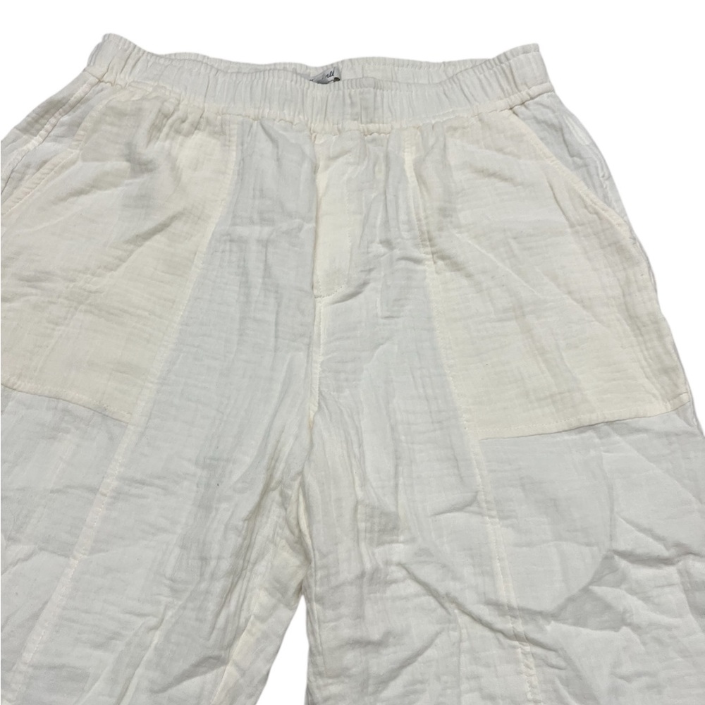 Madewell Cream Textured Pants wide leg Large - Picture 8 of 11